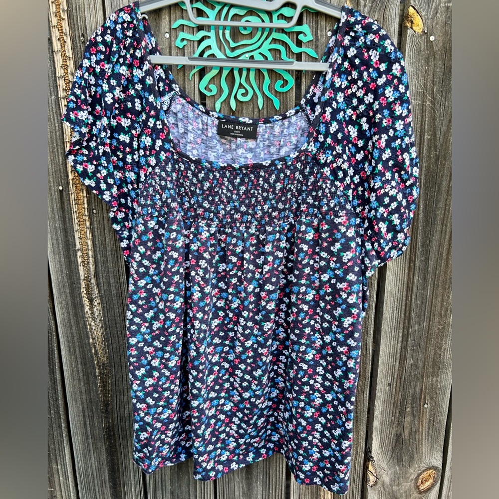 Lane Bryant Blue Floral Blouse